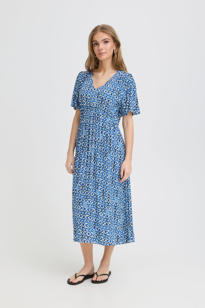 ICHI IMMARAKECH Long Dress- Sodalite Blue Ikat