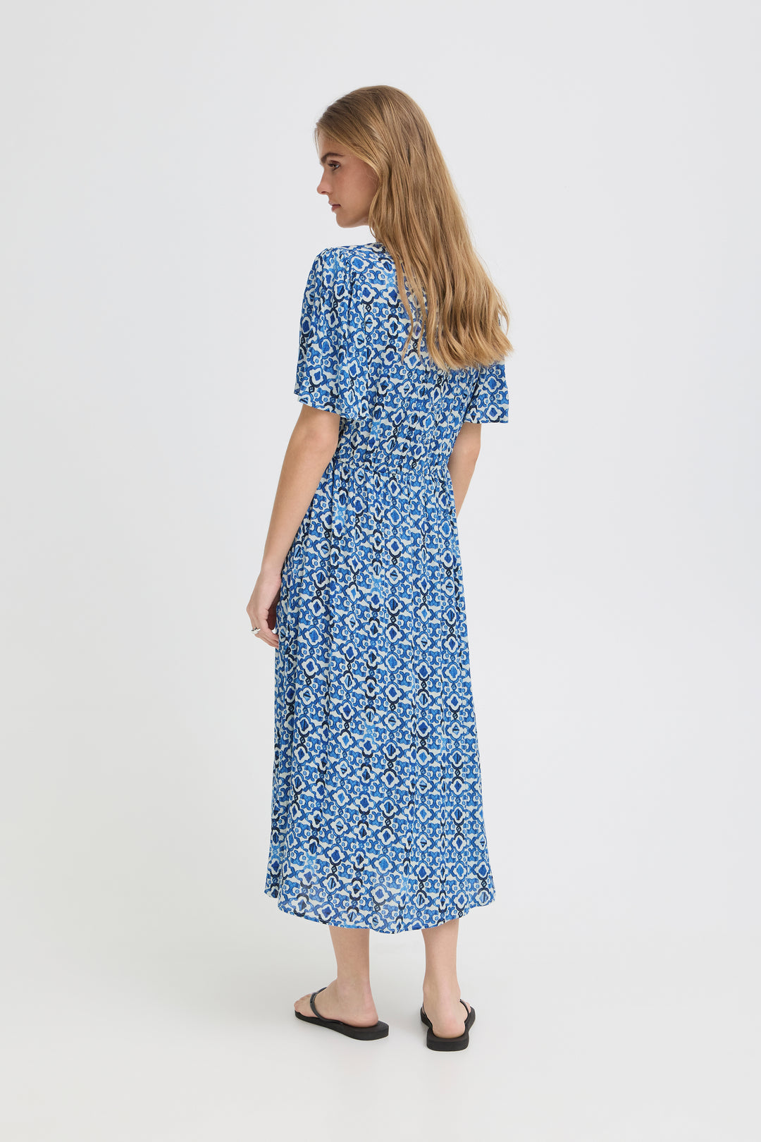 ICHI IMMARAKECH Long Dress- Sodalite Blue Ikat