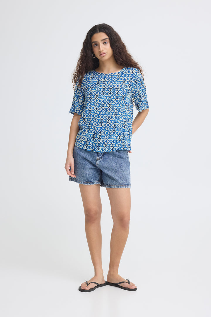 Ichi Marrakech Blouse- Sodalite Blue IKat