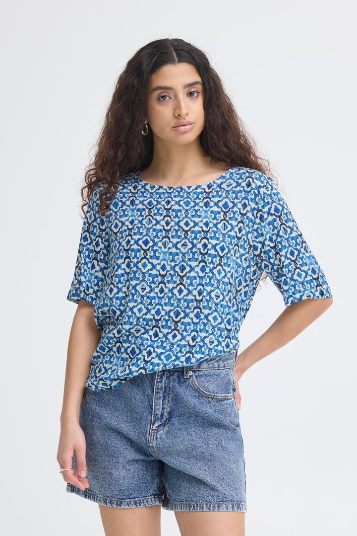 Ichi Marrakech Blouse- Sodalite Blue IKat