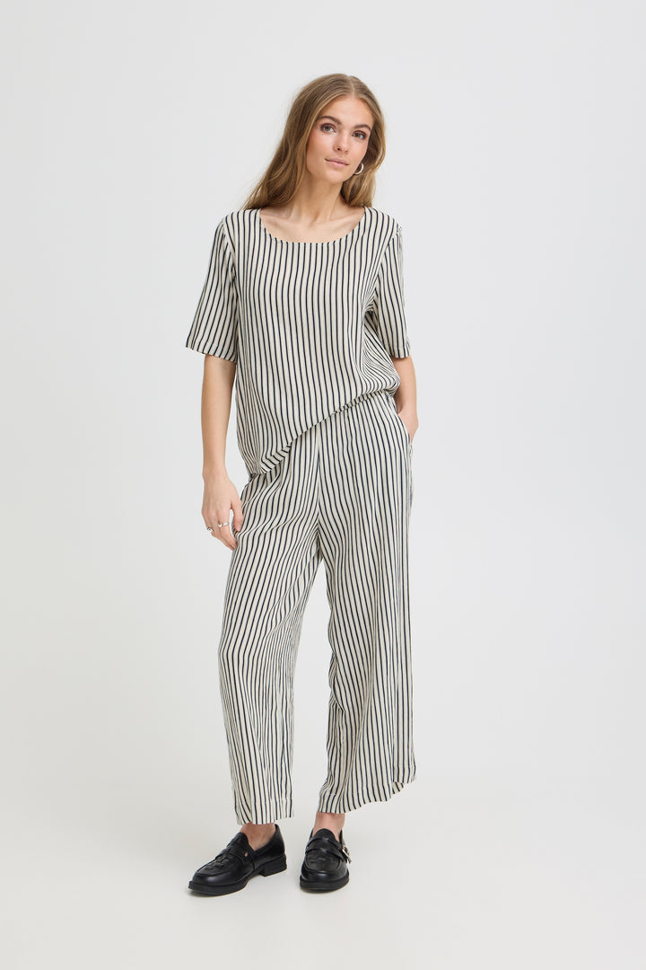ICHI IHMARRAKECH Blouse- Total Eclipse Stripe