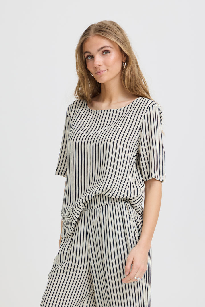 ICHI IHMARRAKECH Blouse- Total Eclipse Stripe