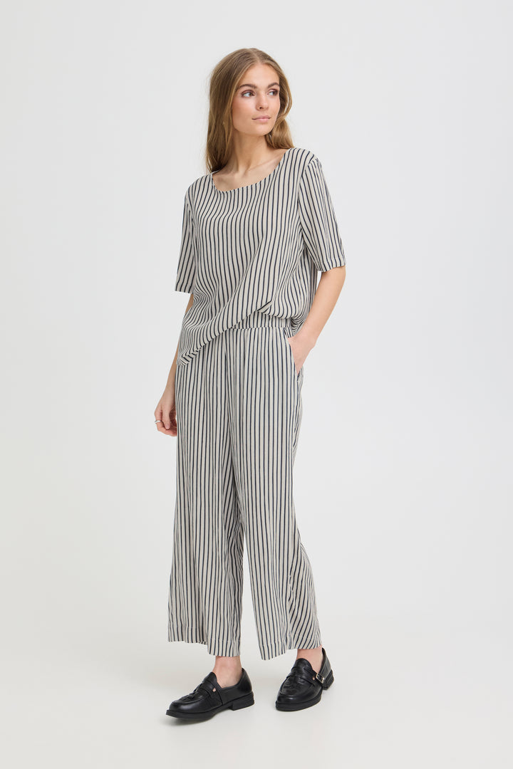 ICHI IHMARRAKECH Trousers- Total Eclipse Stripe