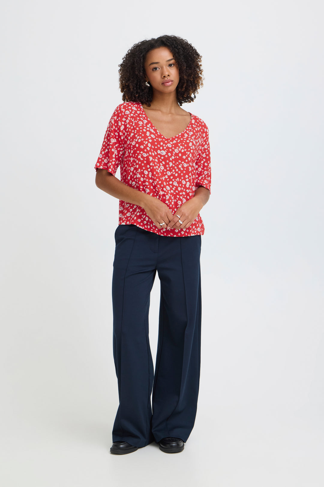 Ichi Marrakech Blouse- Fiery Red