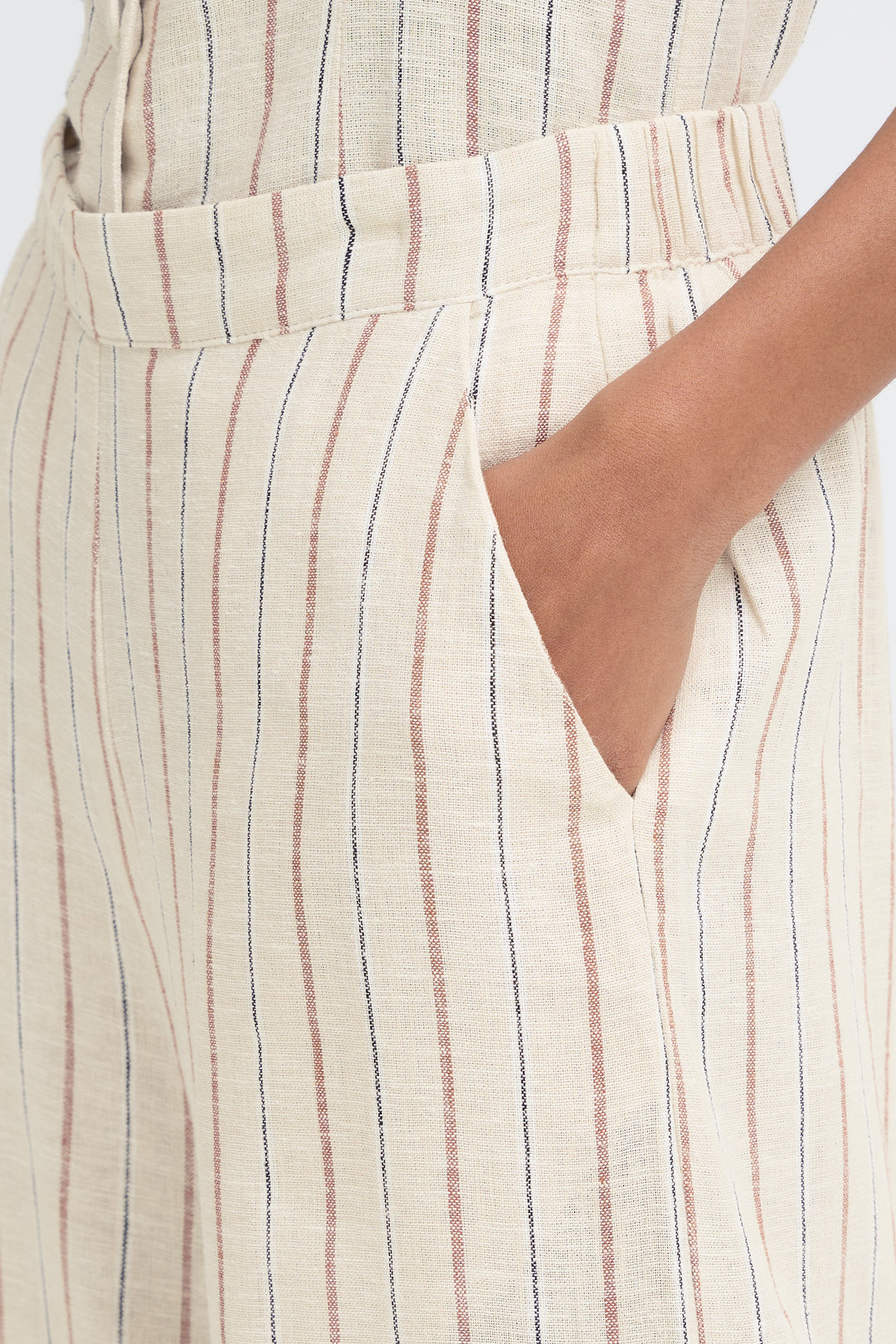 ICHI IHLINNO Trousers- Brown Stripe