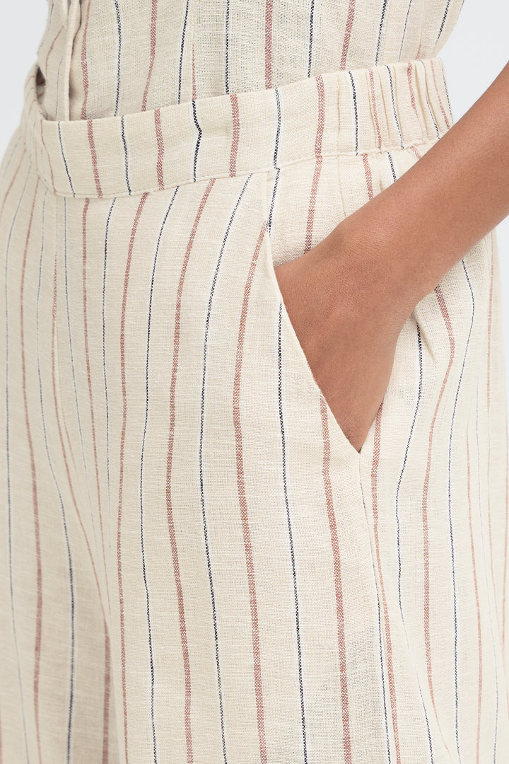 ICHI IHLINNO Trousers- Brown Stripe