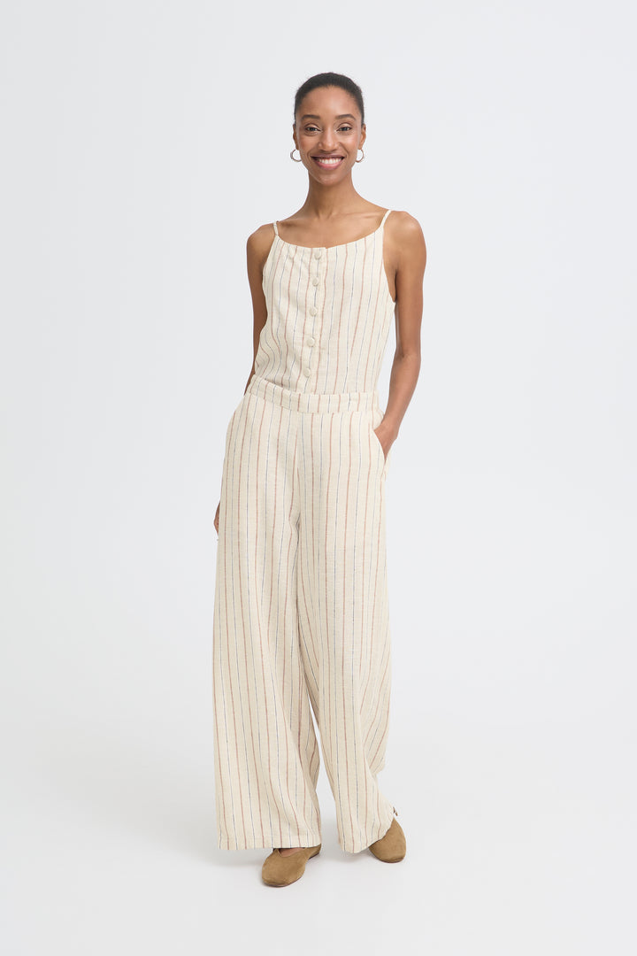 ICHI IHLINNO Trousers- Brown Stripe
