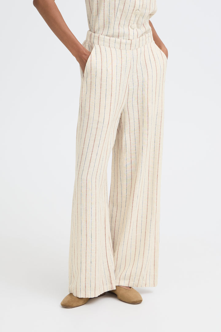 ICHI IHLINNO Trousers- Brown Stripe