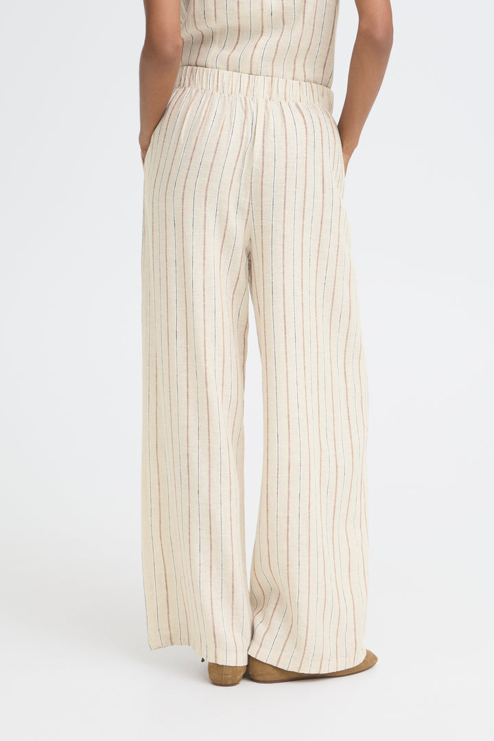 ICHI IHLINNO Trousers- Brown Stripe