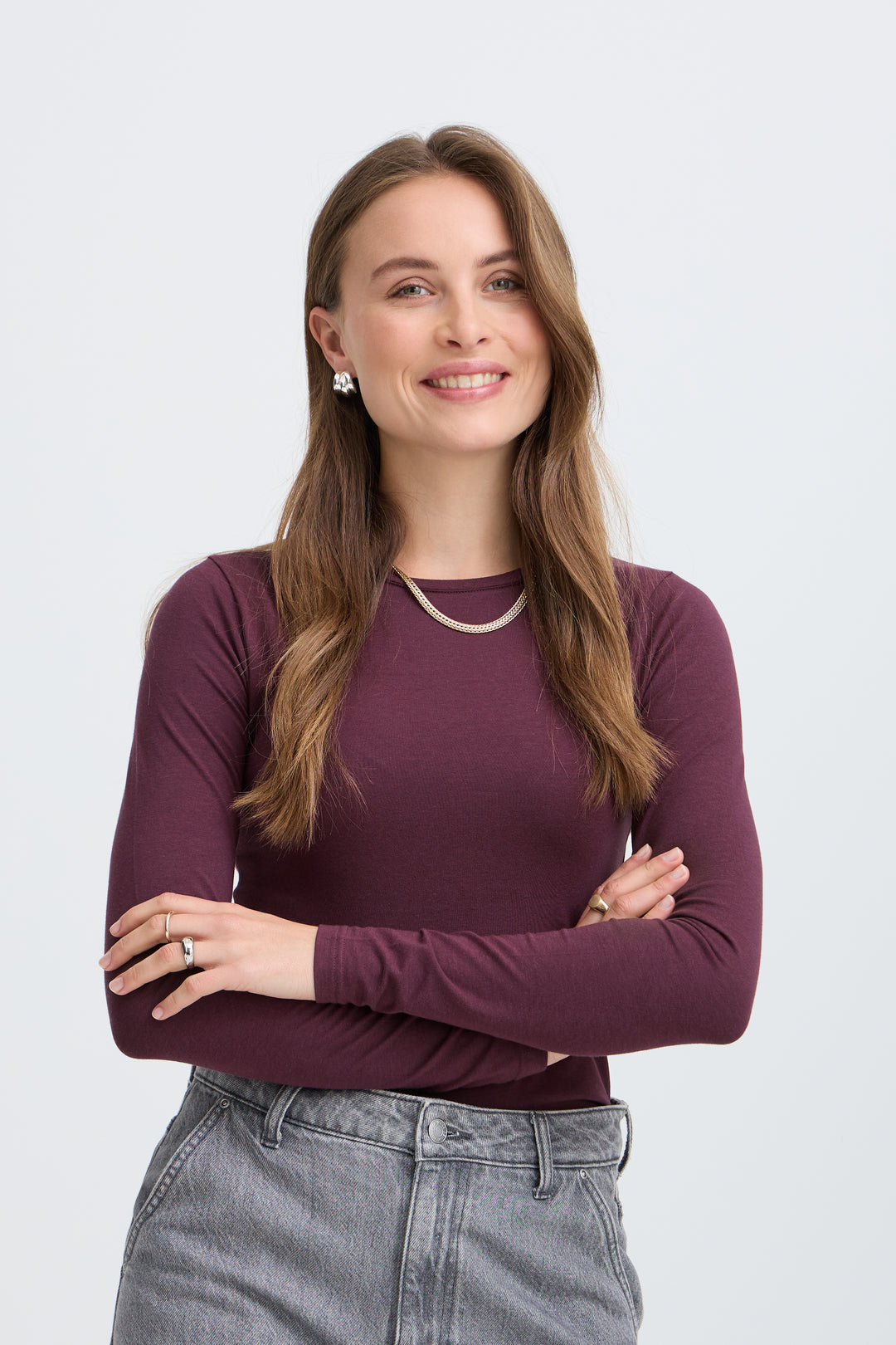 B.Young PAMILA Long-Sleeved T-shirt- Fig