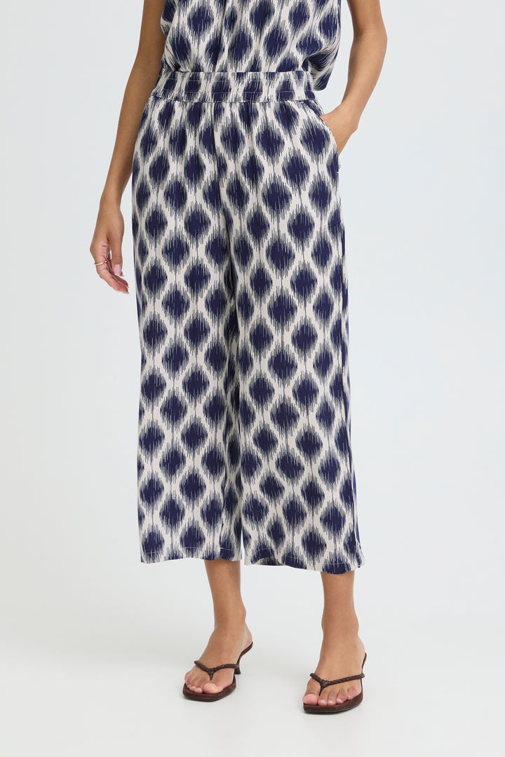 B.Young BYMMJOELLA Trousers- Ogee Ikat Med Blue