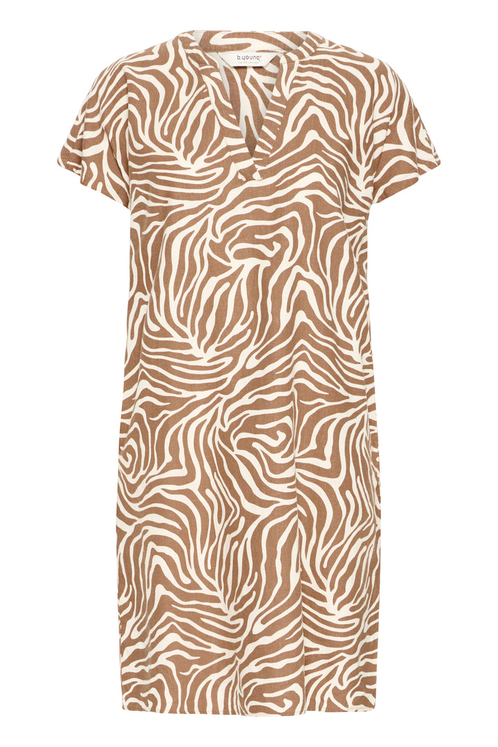 B.Young BYFALAKKA V-Neck Dress- Woodsmoke Animal