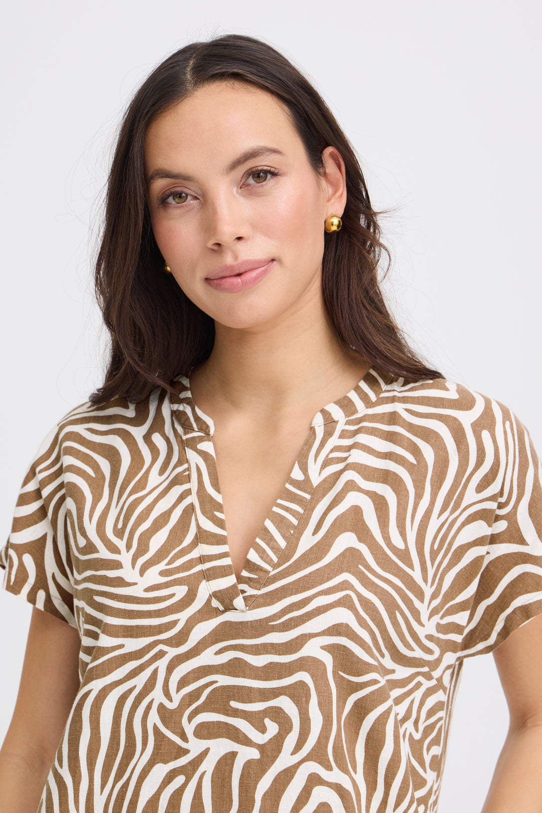 B.Young BYFALAKKA V-Neck Dress- Woodsmoke Animal