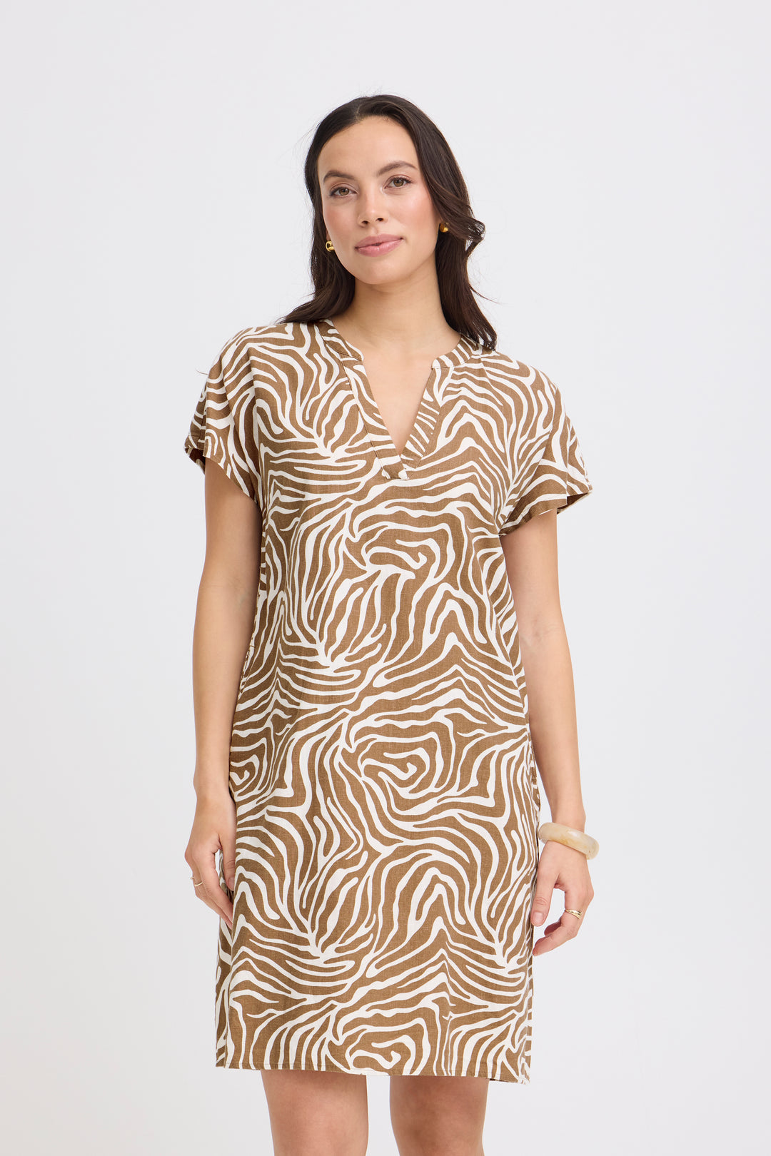 B.Young BYFALAKKA V-Neck Dress- Woodsmoke Animal