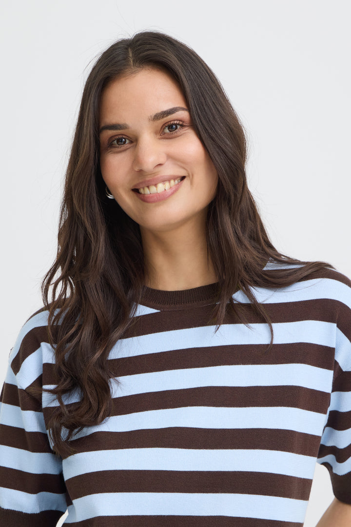 B.Young BYMMORLA T-Shirt- Java/Chambray Blue Stripe