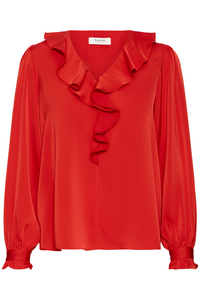 Byoung Flair Frill Blouse - Barbados Cherry