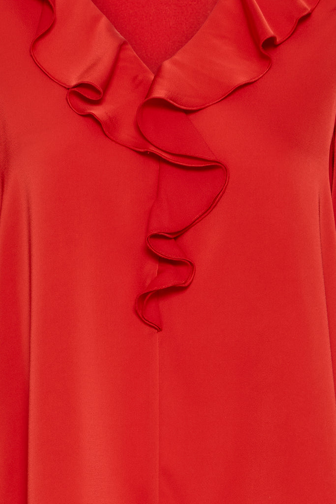 Byoung Flair Frill Blouse - Barbados Cherry
