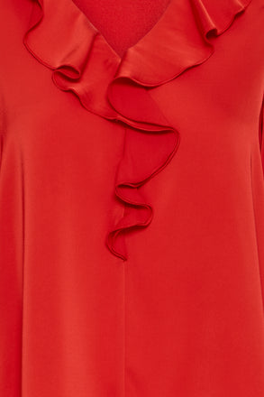 Byoung Flair Frill Blouse - Barbados Cherry