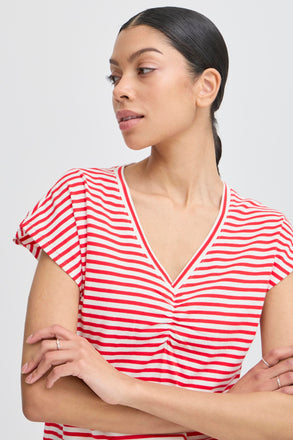 BYou g Pandinna V Neck T-Shirt- Flame stripe