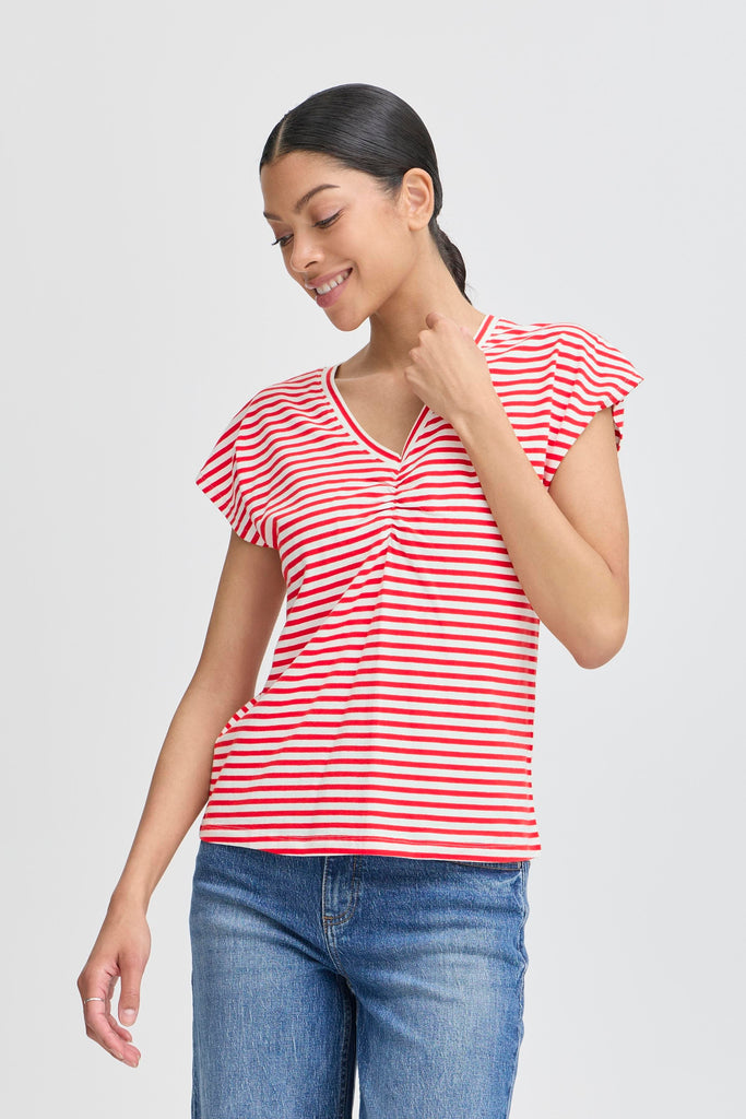 BYou g Pandinna V Neck T-Shirt- Flame stripe