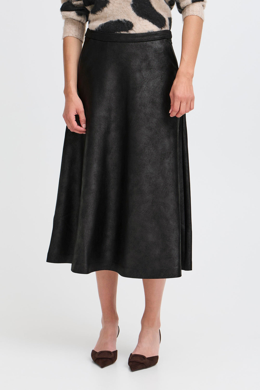 B.Young Dimion Skirt - Vegan Brown Leather