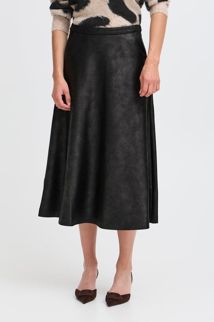 BYoung Dimion Skirt - Vegan Brown Leather