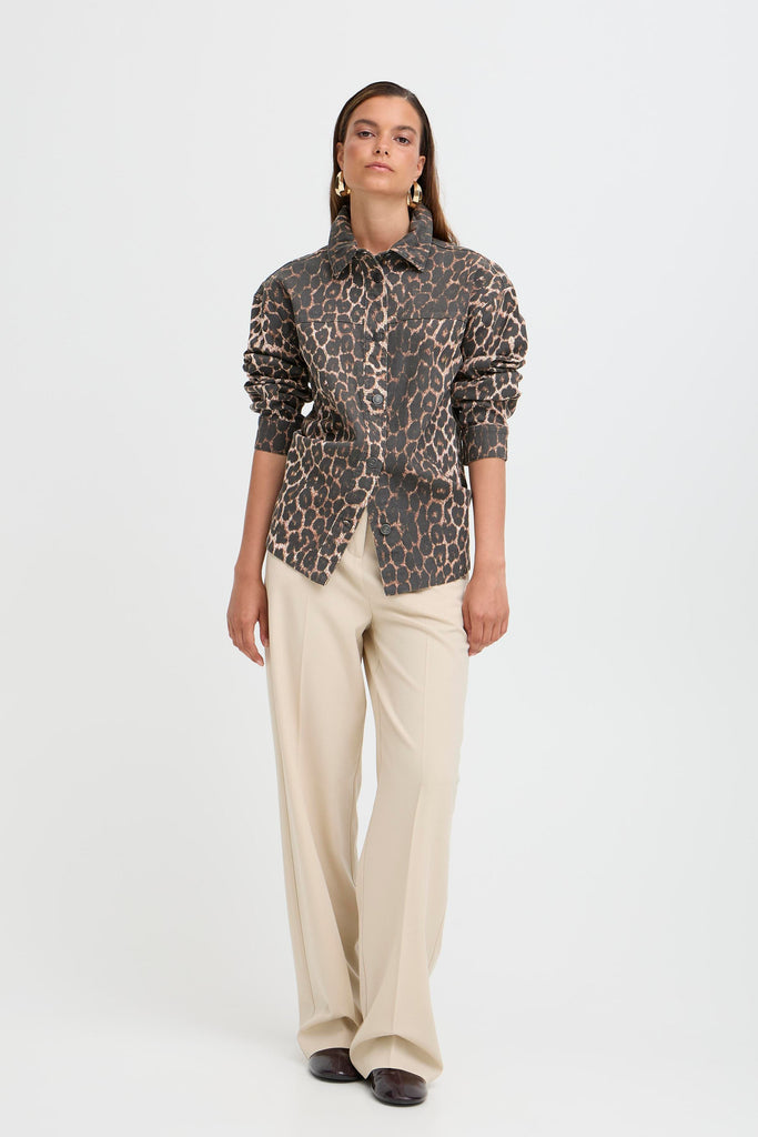 BYoung Kenna Shirt - Denim Leopard Mix