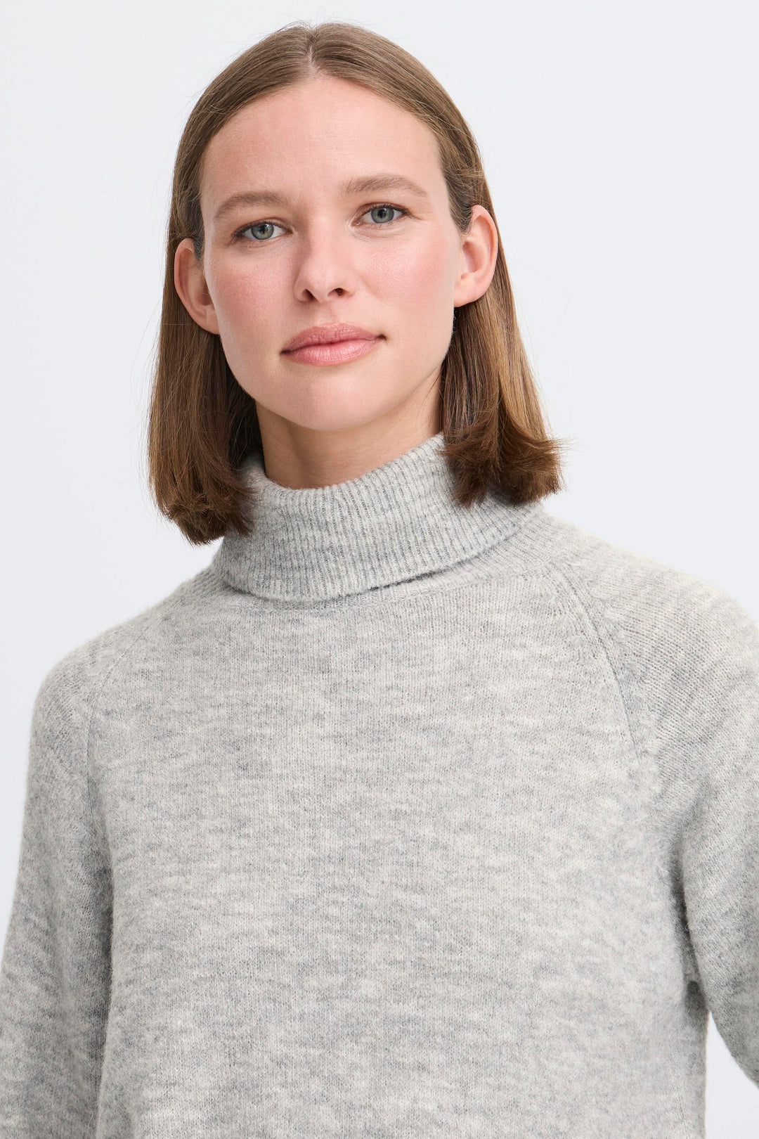 B.Young Monna Pullover Roll Neck - Mid Grey Melange