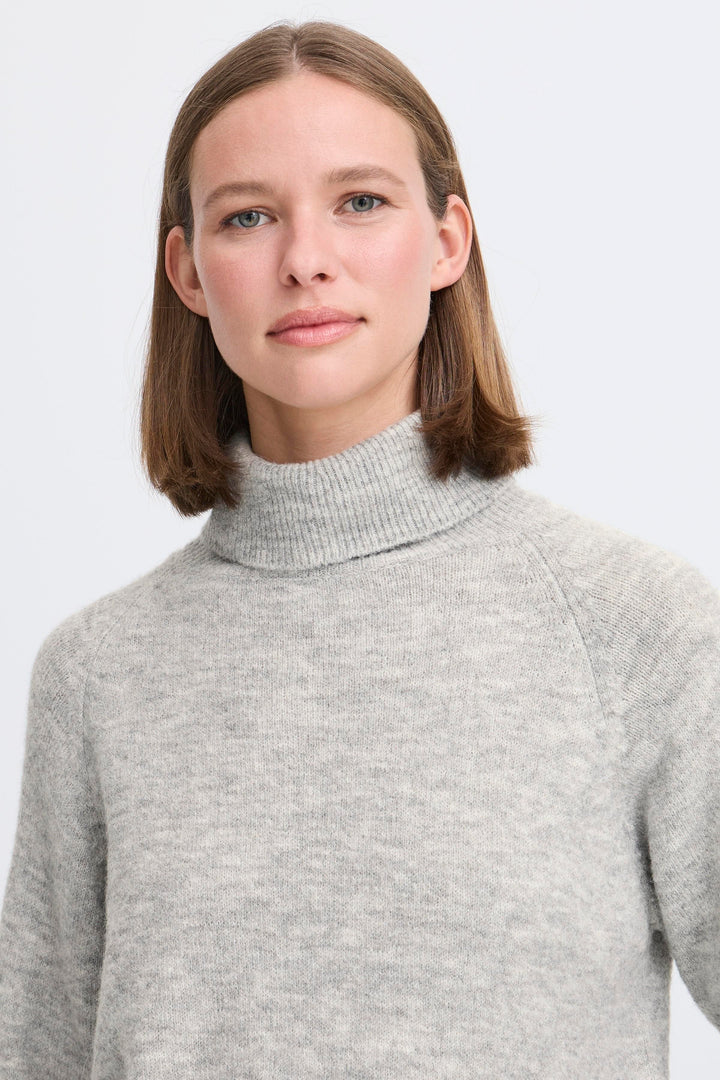 B.Young Monna Pullover Roll Neck - Mid Grey Melange