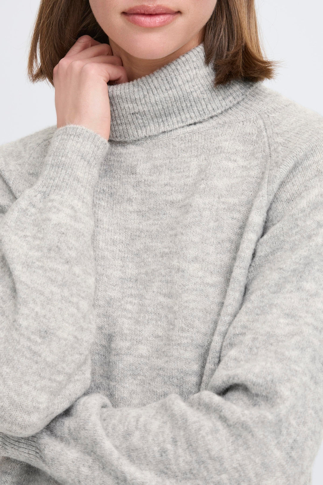 B.Young Monna Pullover Roll Neck - Mid Grey Melange