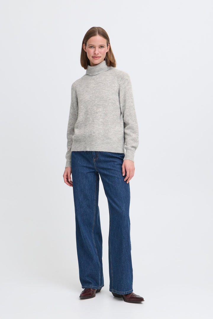 B.Young Monna Pullover Roll Neck - Mid Grey Melange