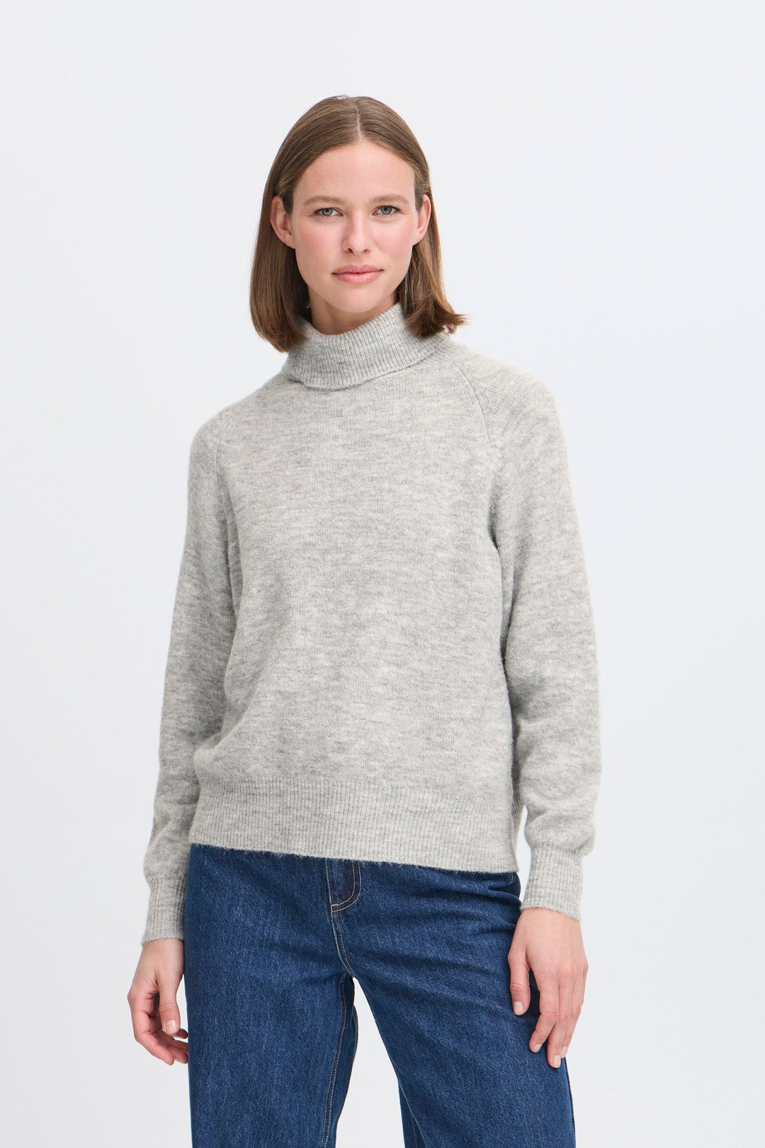 B.Young Monna Pullover Roll Neck - Mid Grey Melange