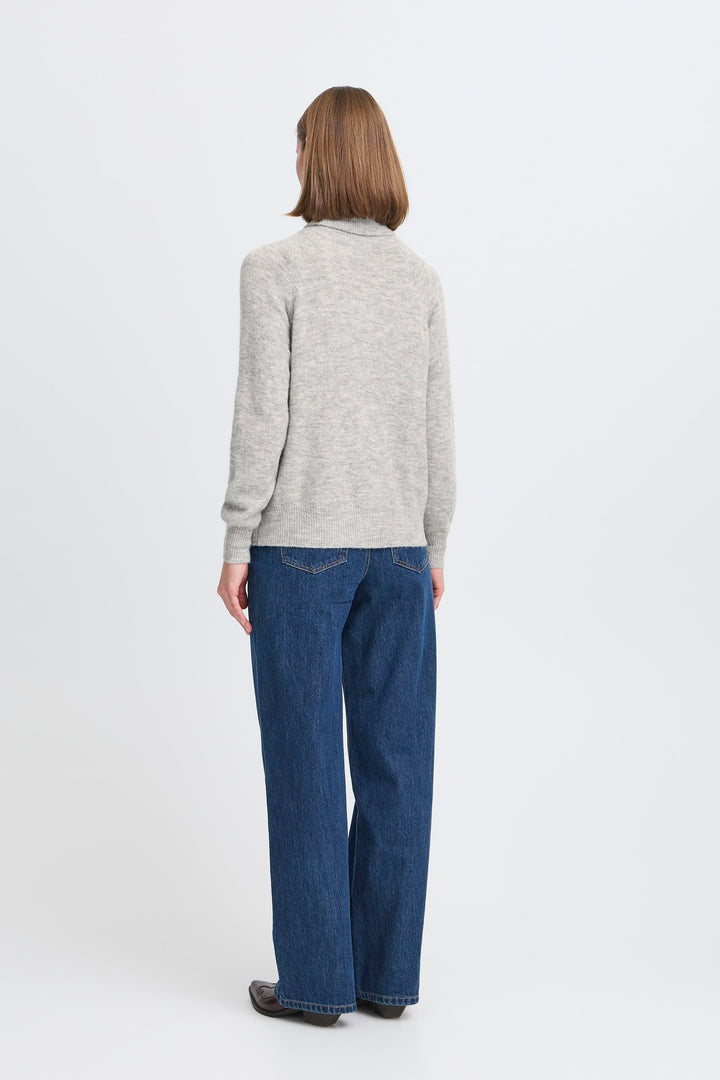 B.Young Monna Pullover Roll Neck - Mid Grey Melange
