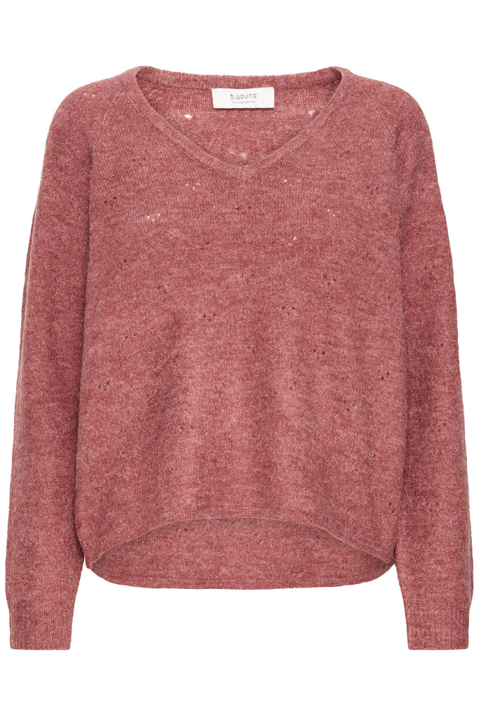 BYoung Monna VNeck Jumper - Roan Rouge Melange