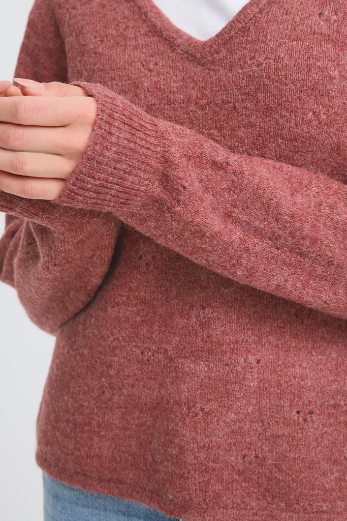 BYoung Monna VNeck Jumper - Roan Rouge Melange