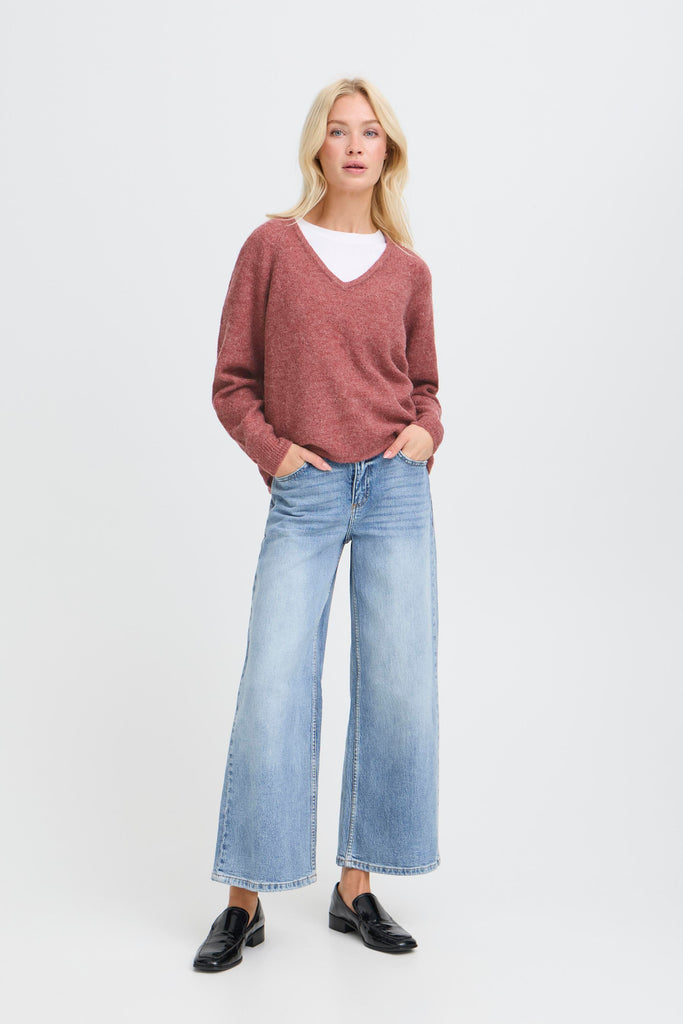 BYoung Monna VNeck Jumper - Roan Rouge Melange