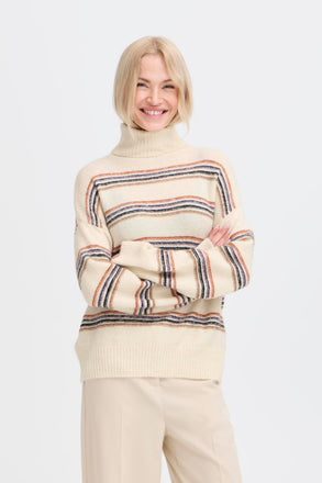 B.Young Monna Stripe Knit – Birch Melange