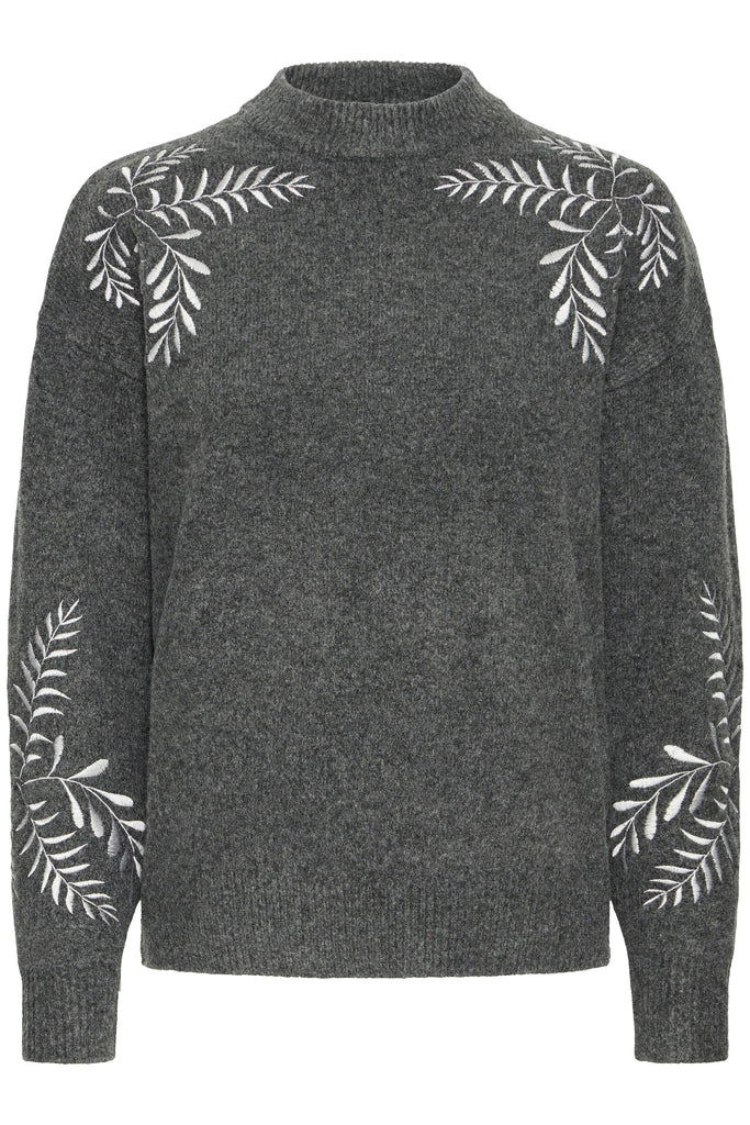 Byoung Magge EMB Jumper- Dark Grey Melange