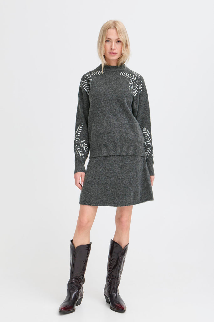 Byoung Magge EMB Jumper- Dark Grey Melange