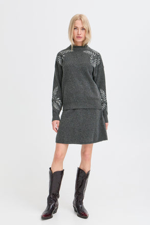 Byoung Magge EMB Jumper- Dark Grey Melange