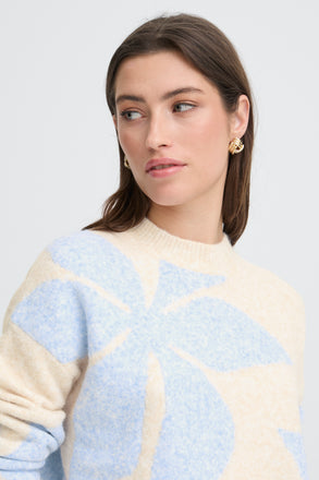 B.Young BYOMEA Flower Jumper Blue and Cream