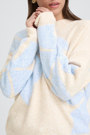 B.Young BYOMEA Flower Jumper Blue and Cream