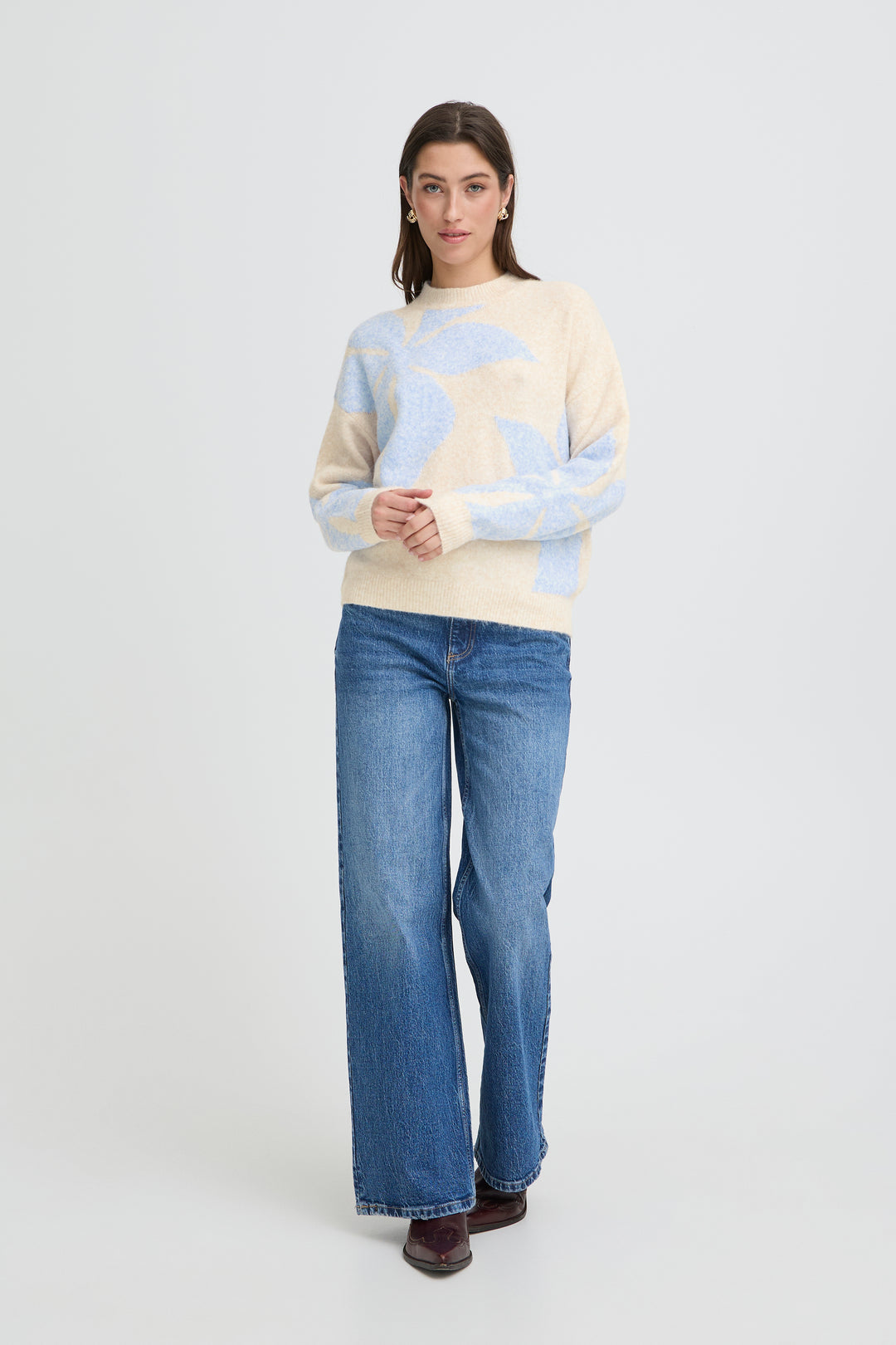 B.Young BYOMEA Flower Jumper Blue and Cream