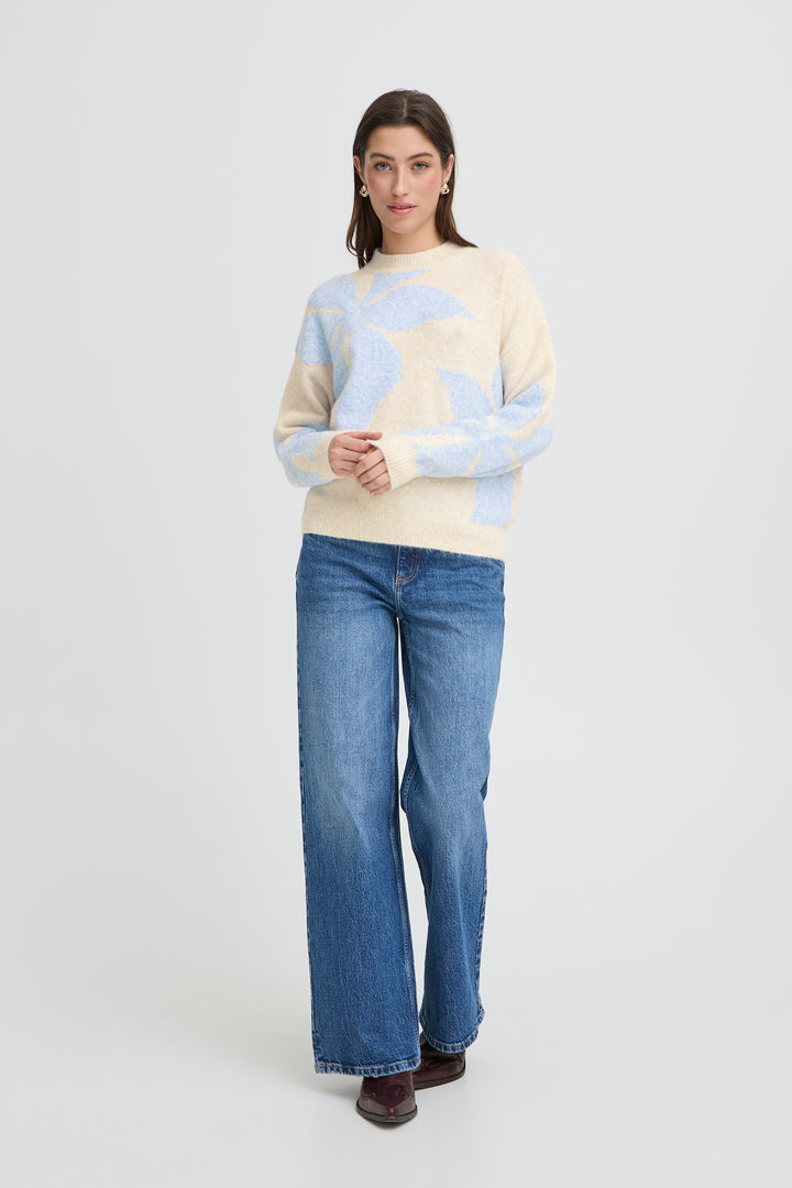 B.Young BYOMEA Flower Jumper Blue and Cream