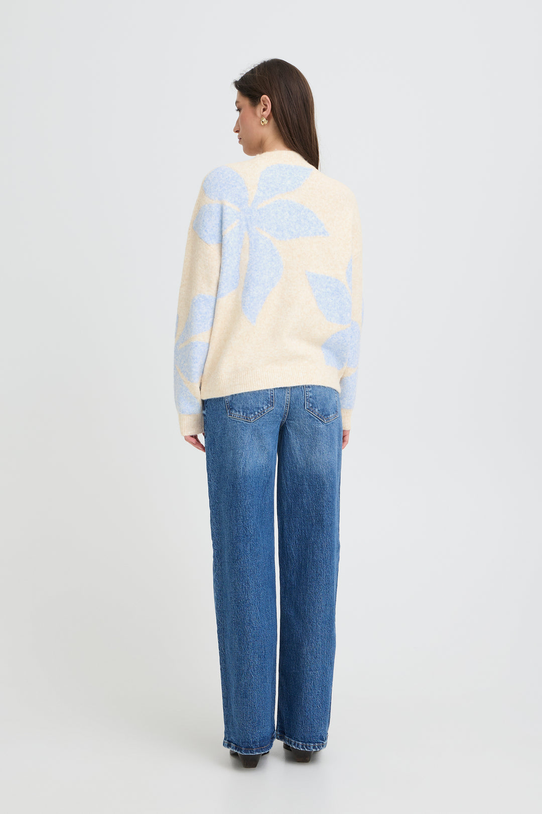 B.Young BYOMEA Flower Jumper Blue and Cream