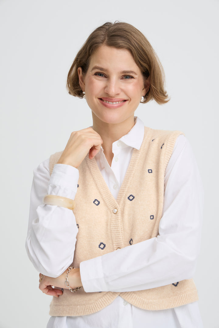 B.Young BYNADIKA EMB Vest - Oyster Gray Geometric