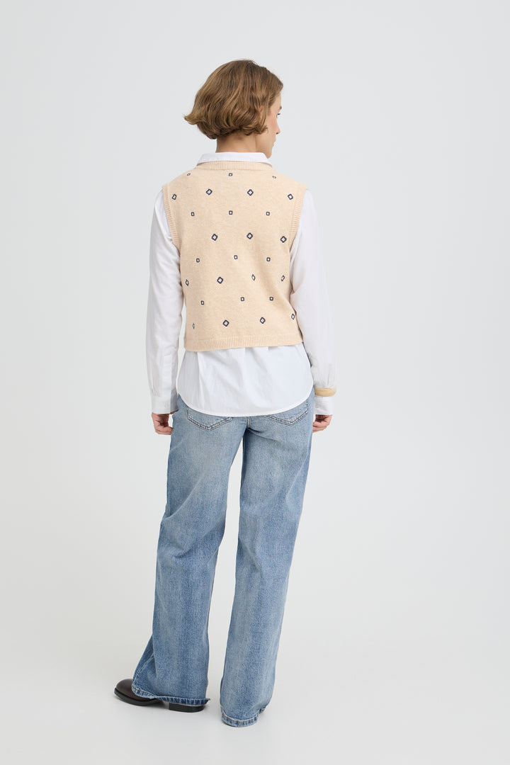 B.Young BYNADIKA EMB Vest - Oyster Gray Geometric