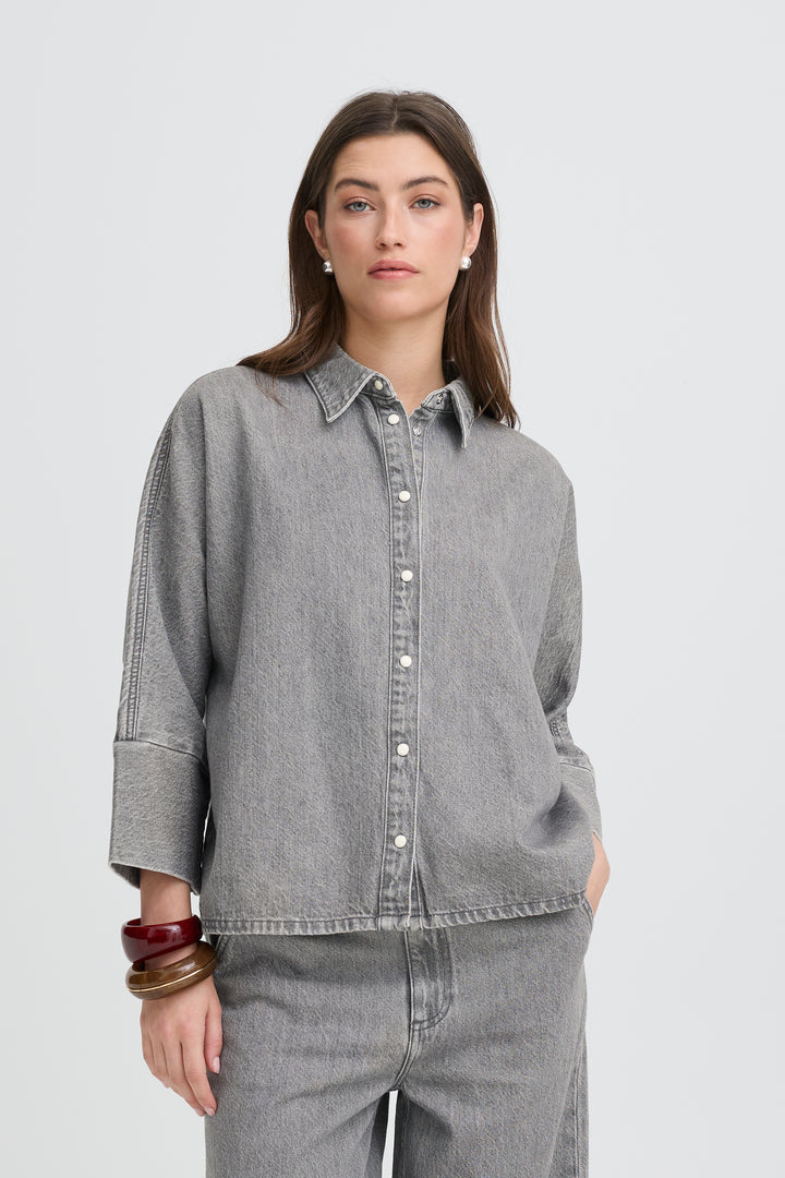 B.Young Kimu Shirt- Mid Grey Denim