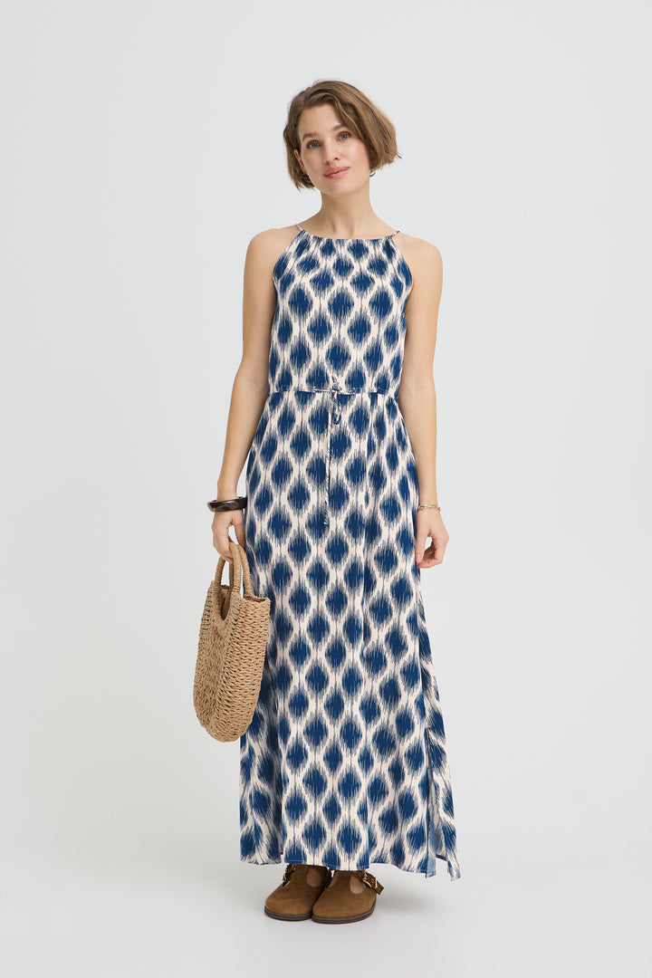 B.Young Mmjoella Slip Dress - Ogee IKat Med Blue
