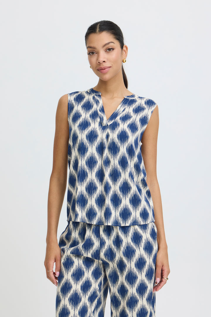 B.Young Mmjoella Blouse- Ogee IKat Med Blue